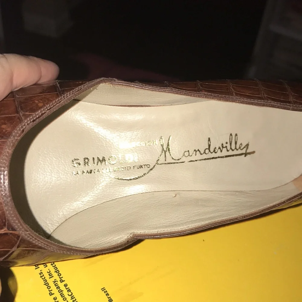 π€GRIMOLDI MANDEVILLE BROWN CROCODILE 1970s ARGENTINEAN PUMPS SIZE 4π€ - Picture 2 of 10